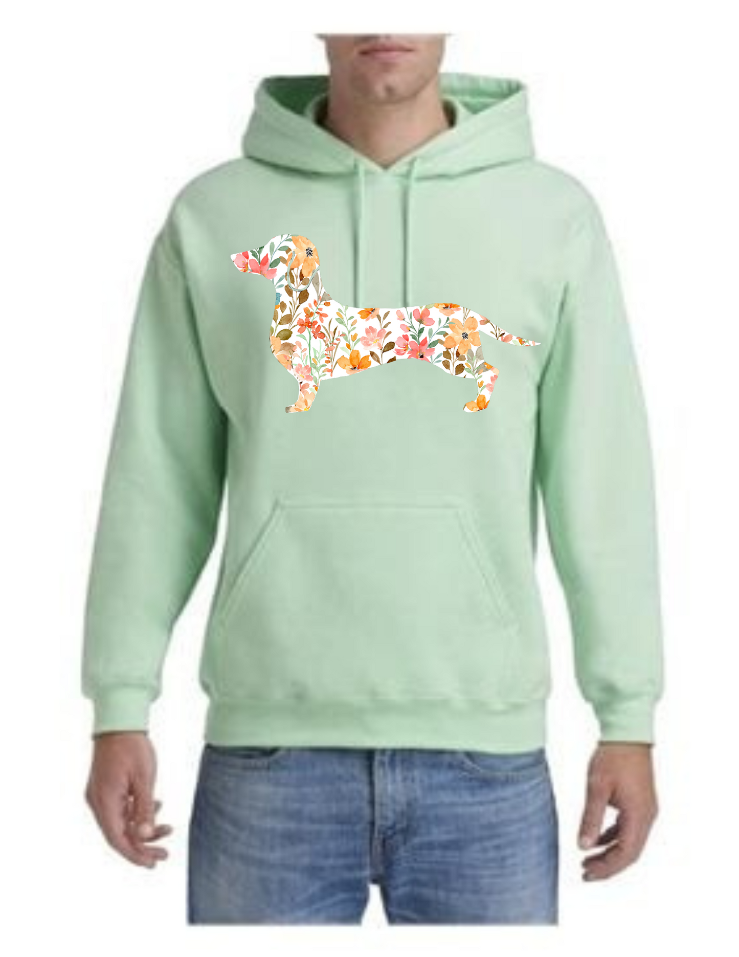 Hoodie - Pink Floral Dachshund