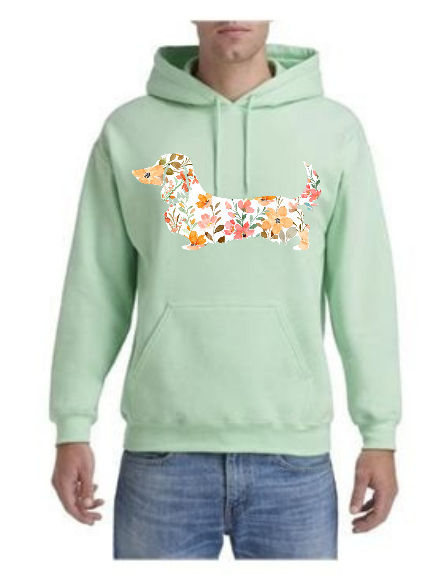Hoodie - Pink Floral Dachshund