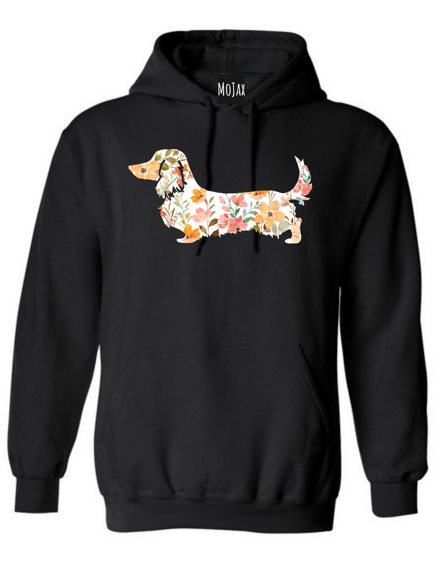 Hoodie - Pink Floral Dachshund