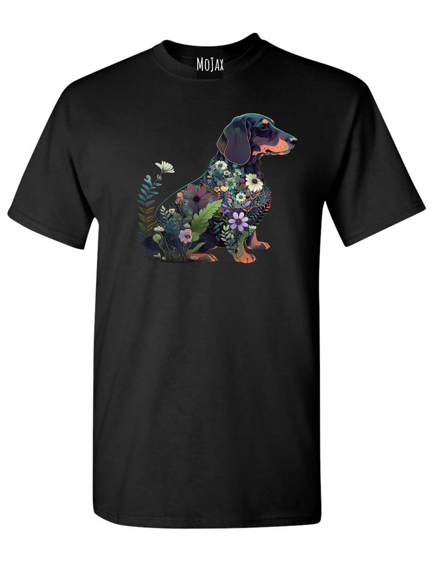 T-Shirt - Blue Dachshund Body of Flowers
