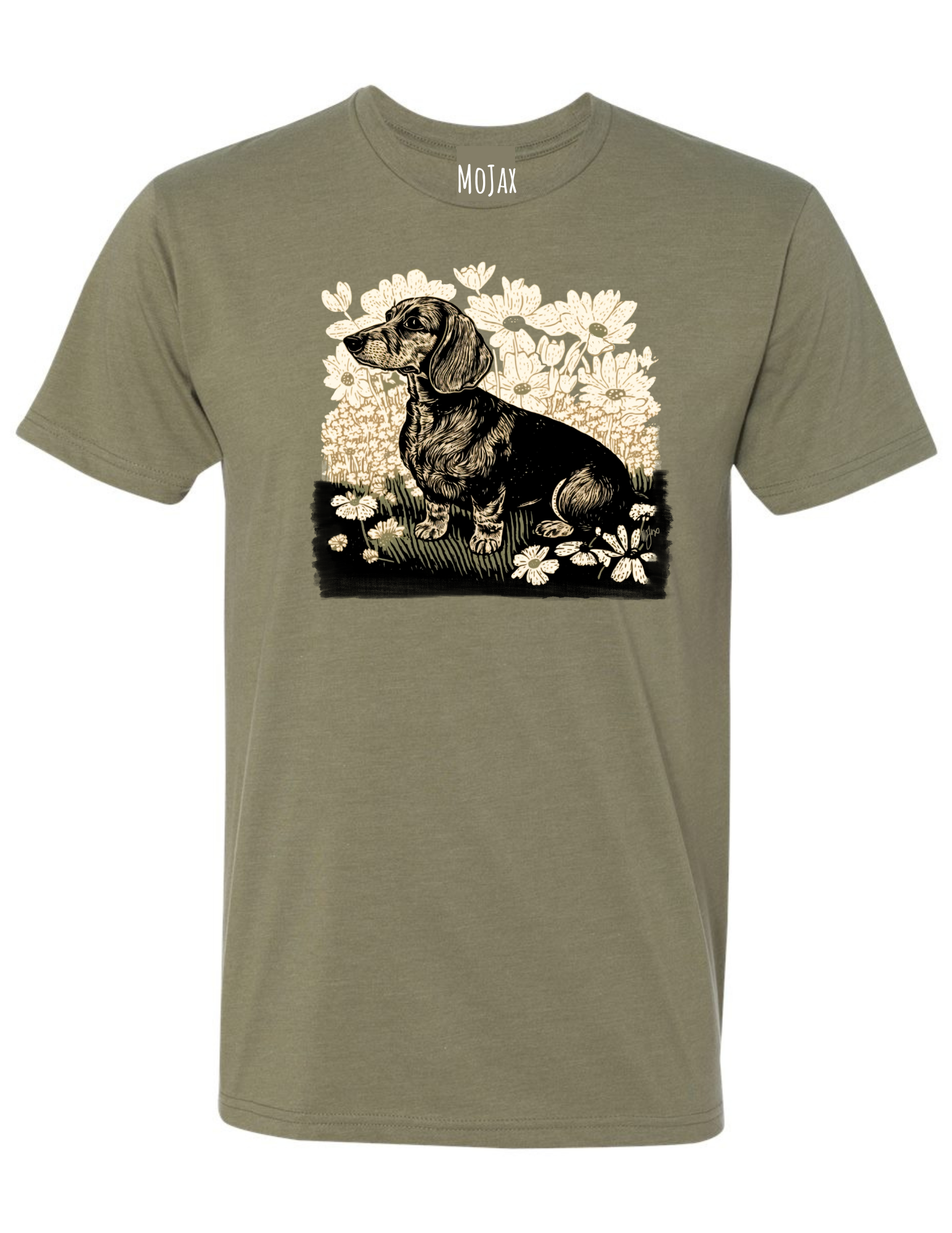 T-Shirt - Green Florals Dachshund Painting – MoJax