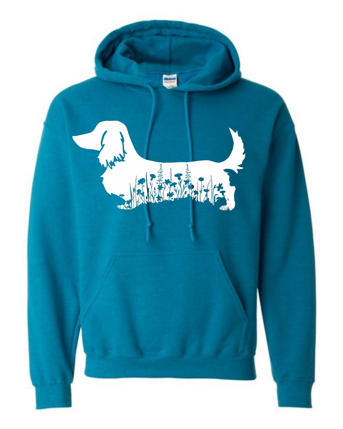 Hoodie - Floral Dachshund - Long Coat