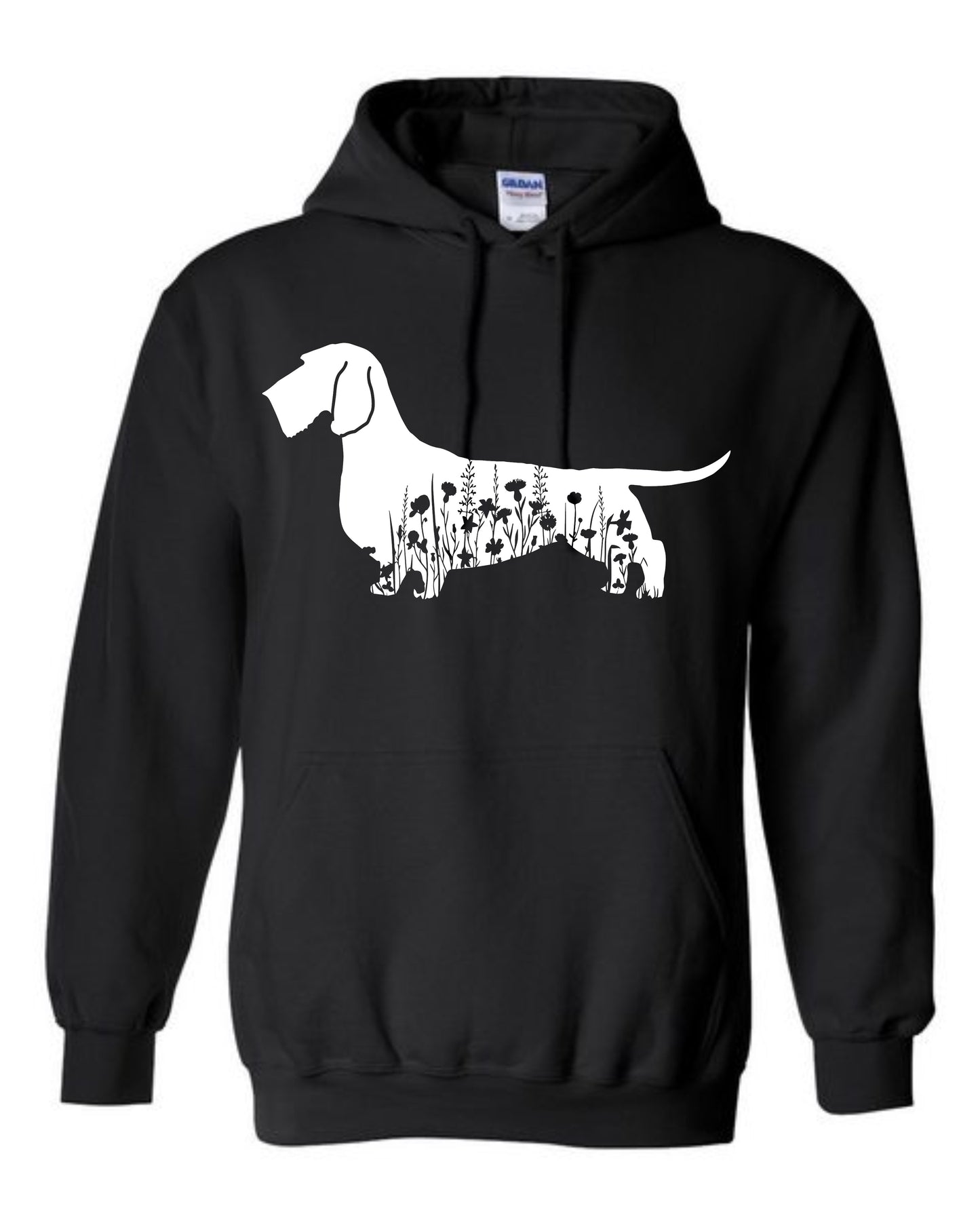 Hoodie - Floral Dachshund - Wire Coat