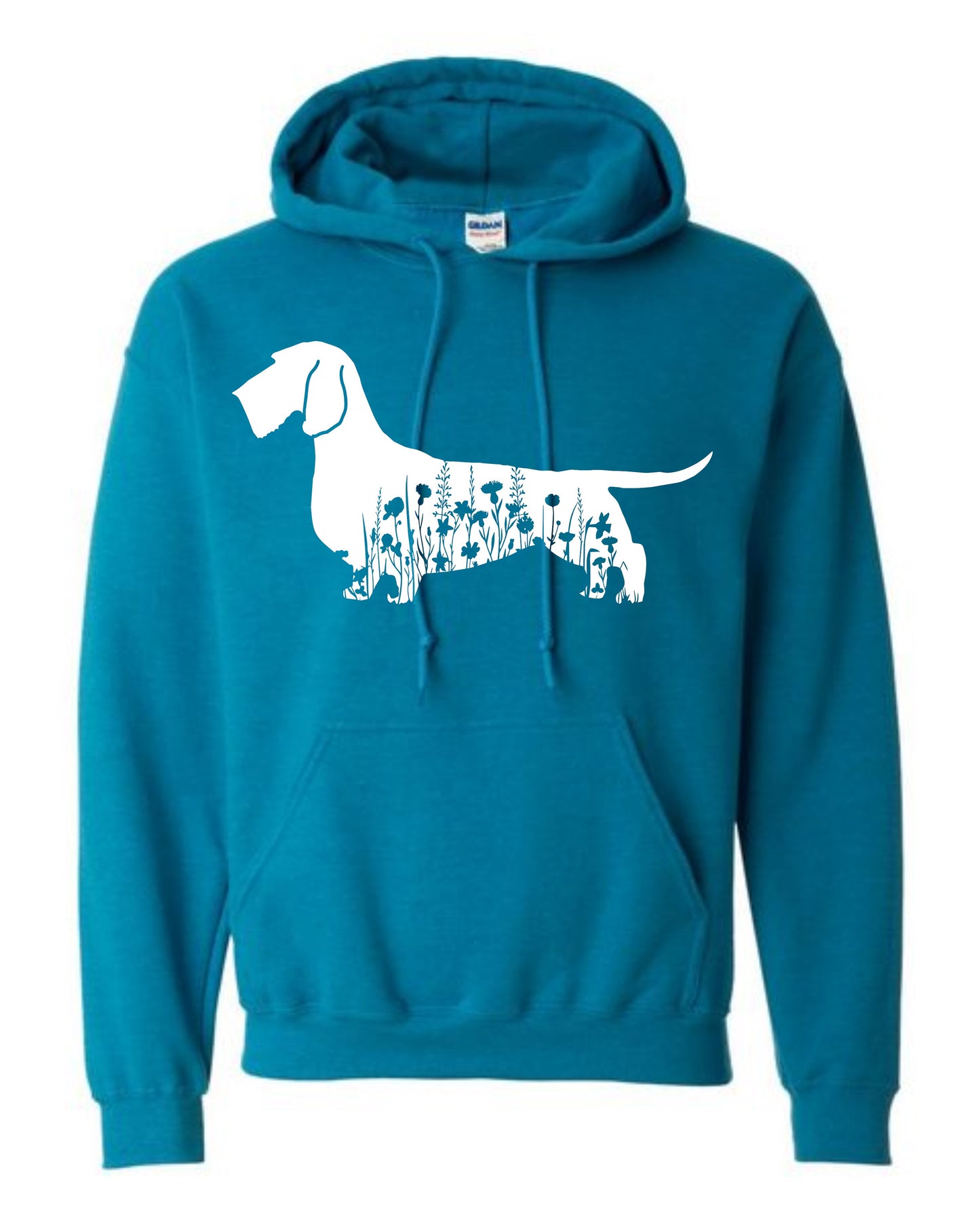 Hoodie - Floral Dachshund - Wire Coat
