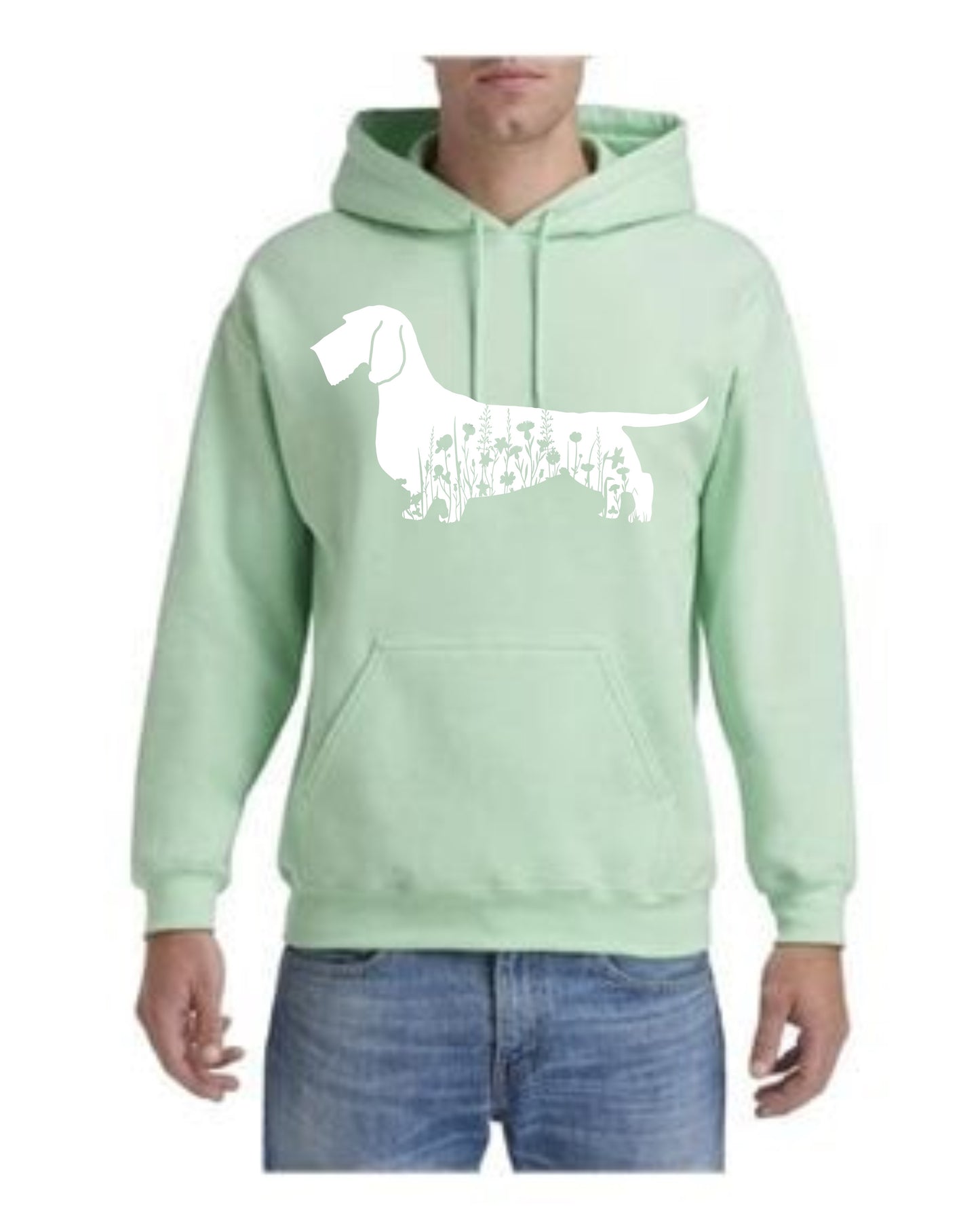 Hoodie - Floral Dachshund - Wire Coat