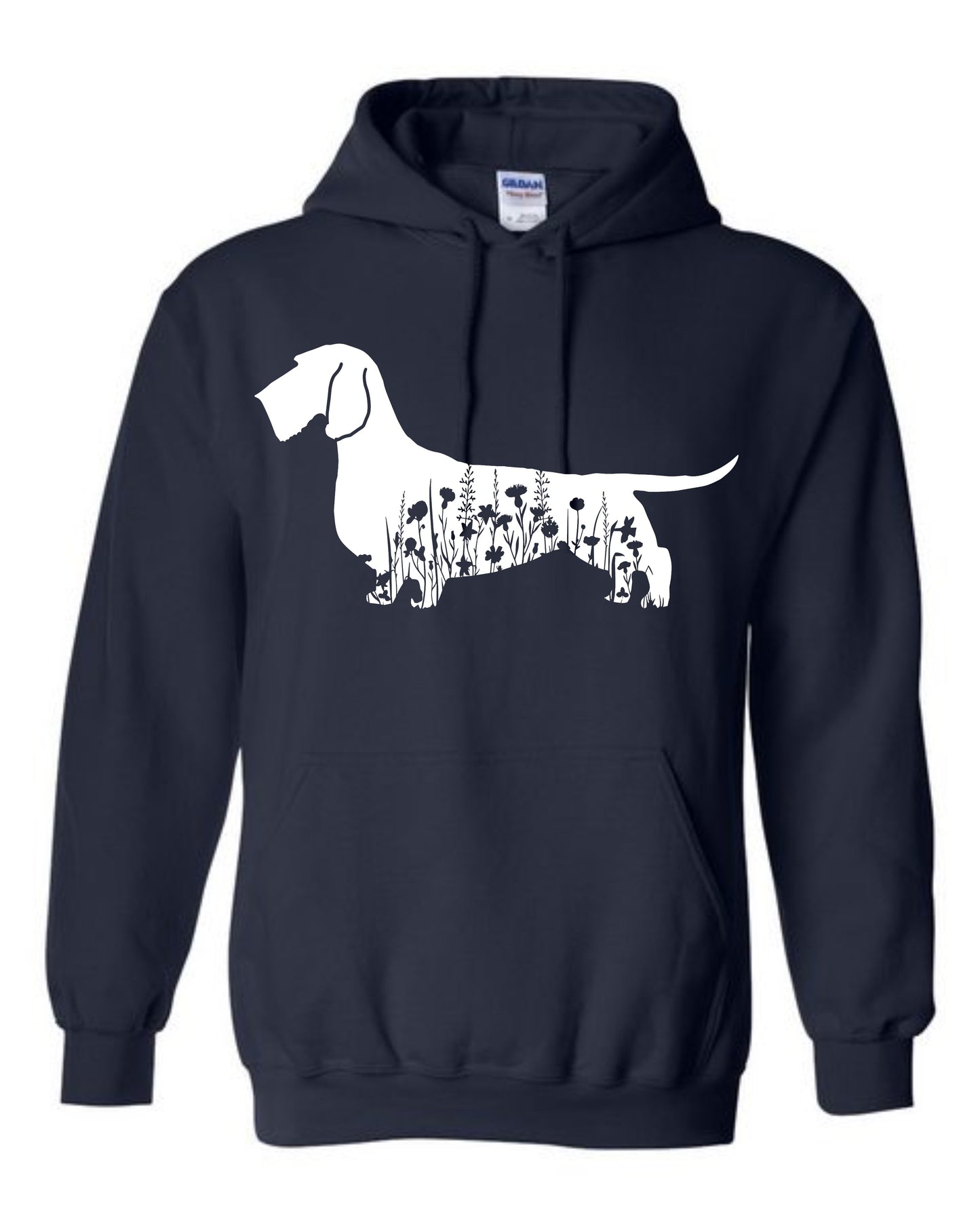 Hoodie - Floral Dachshund - Wire Coat