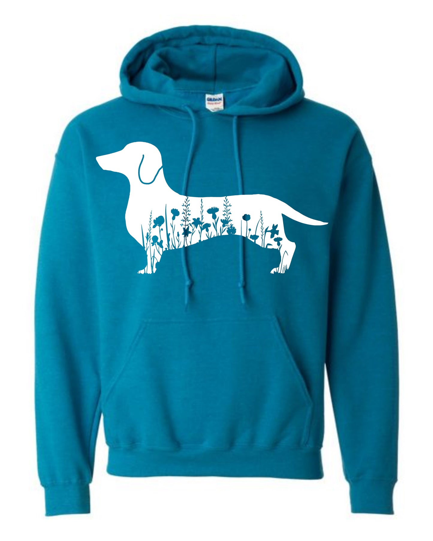 Hoodie - Floral Dachshund - Smooth Coat