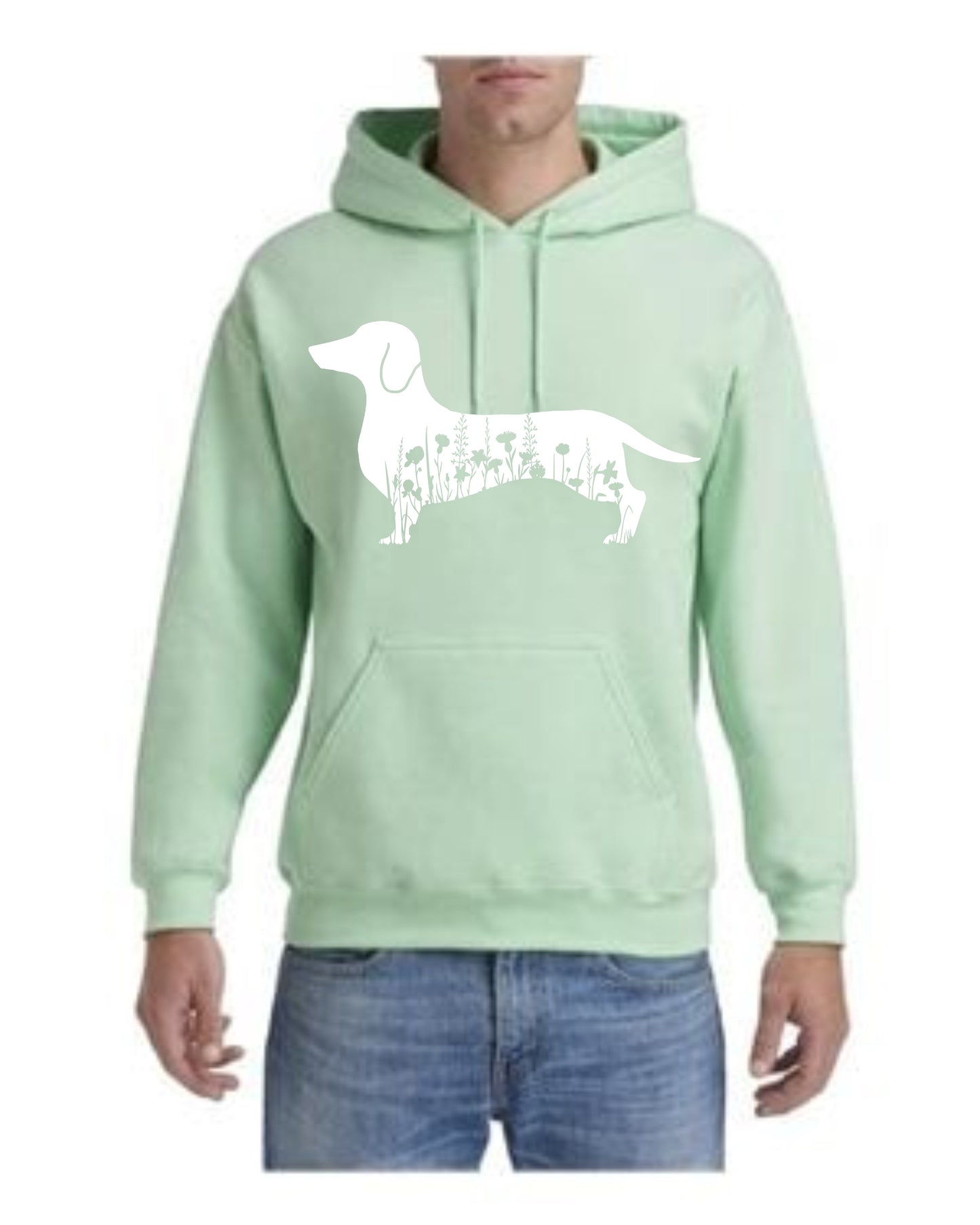Hoodie - Floral Dachshund - Smooth Coat