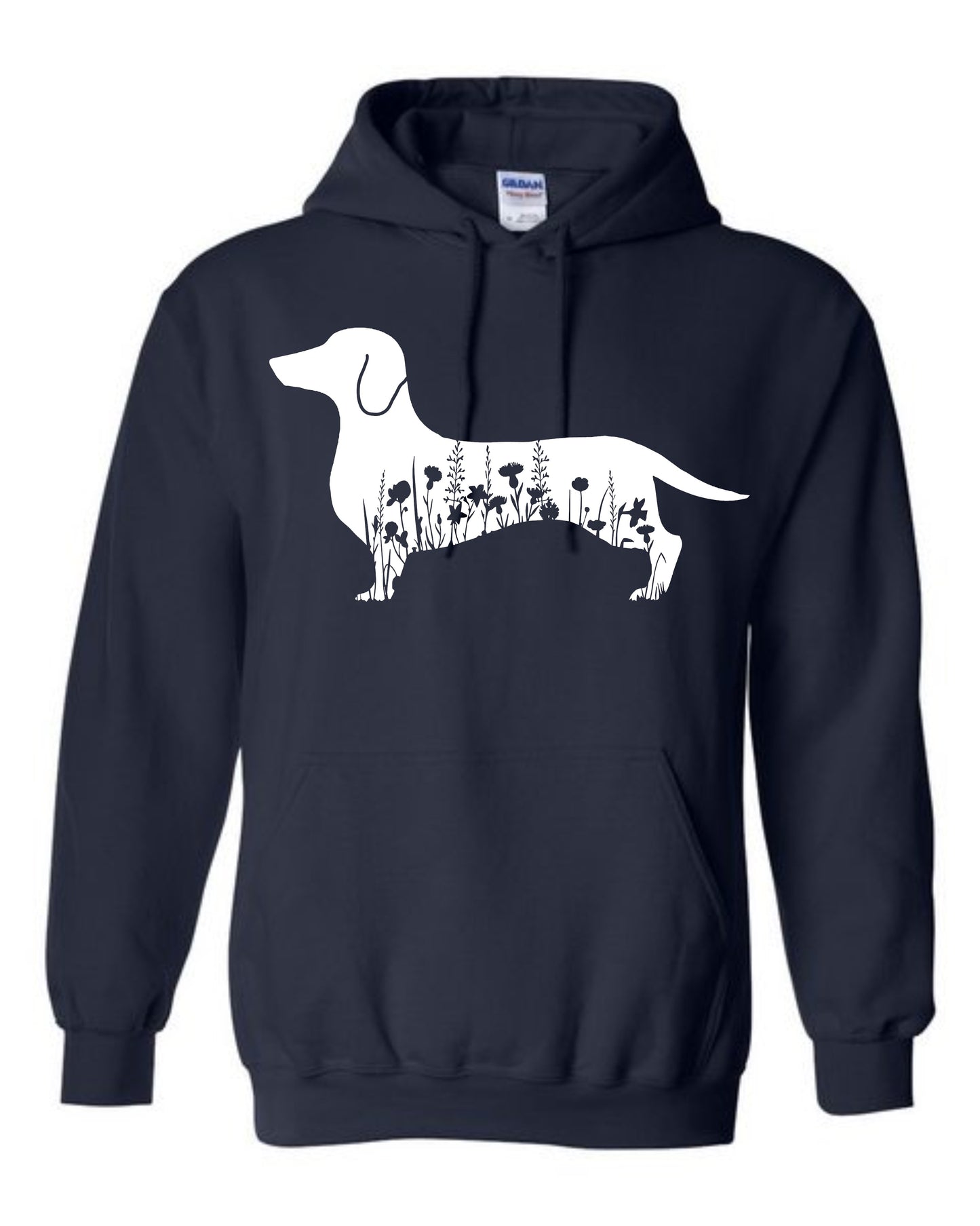 Hoodie - Floral Dachshund - Smooth Coat