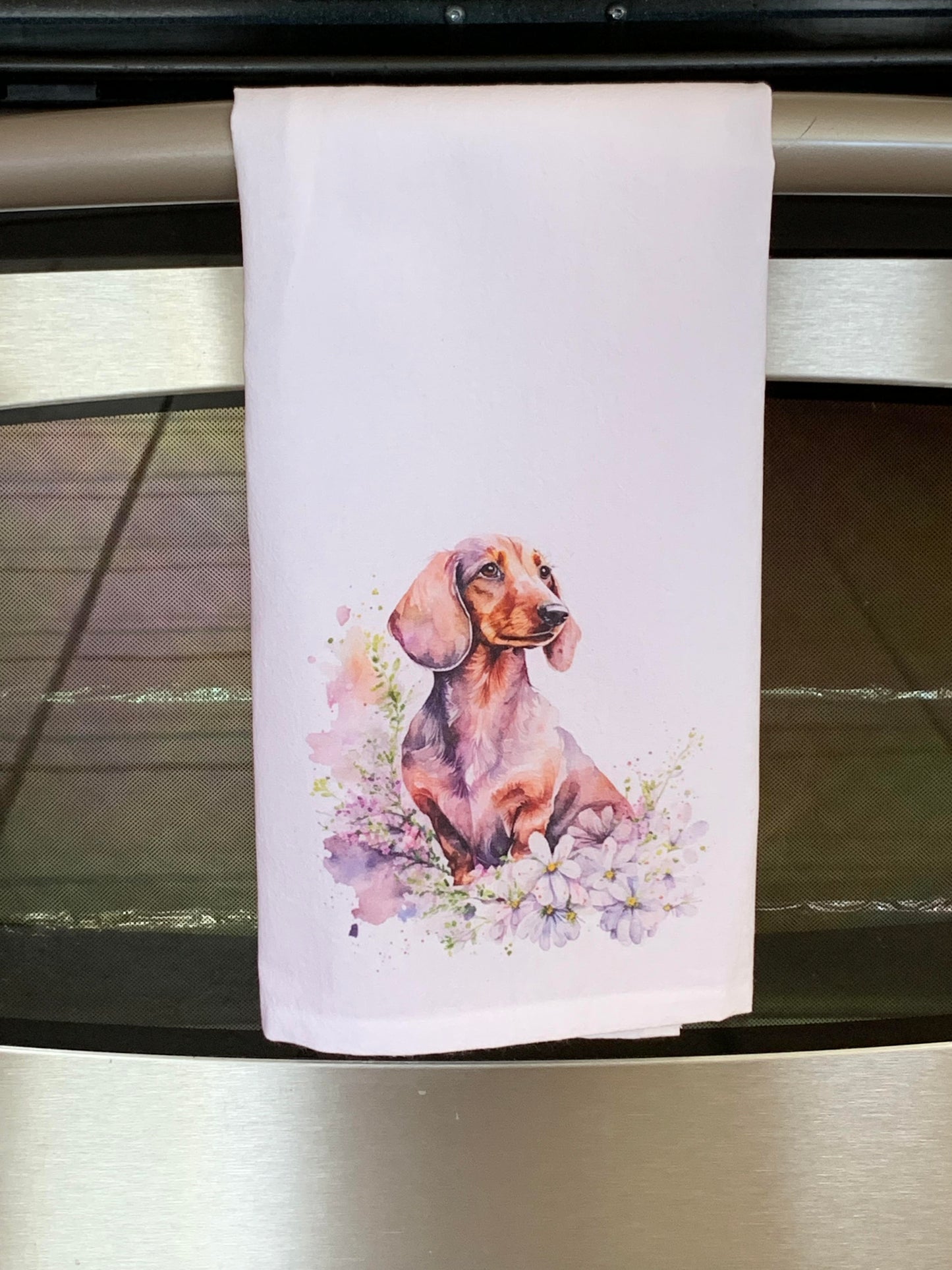 Tea Towel - Purple Spring Dachshund