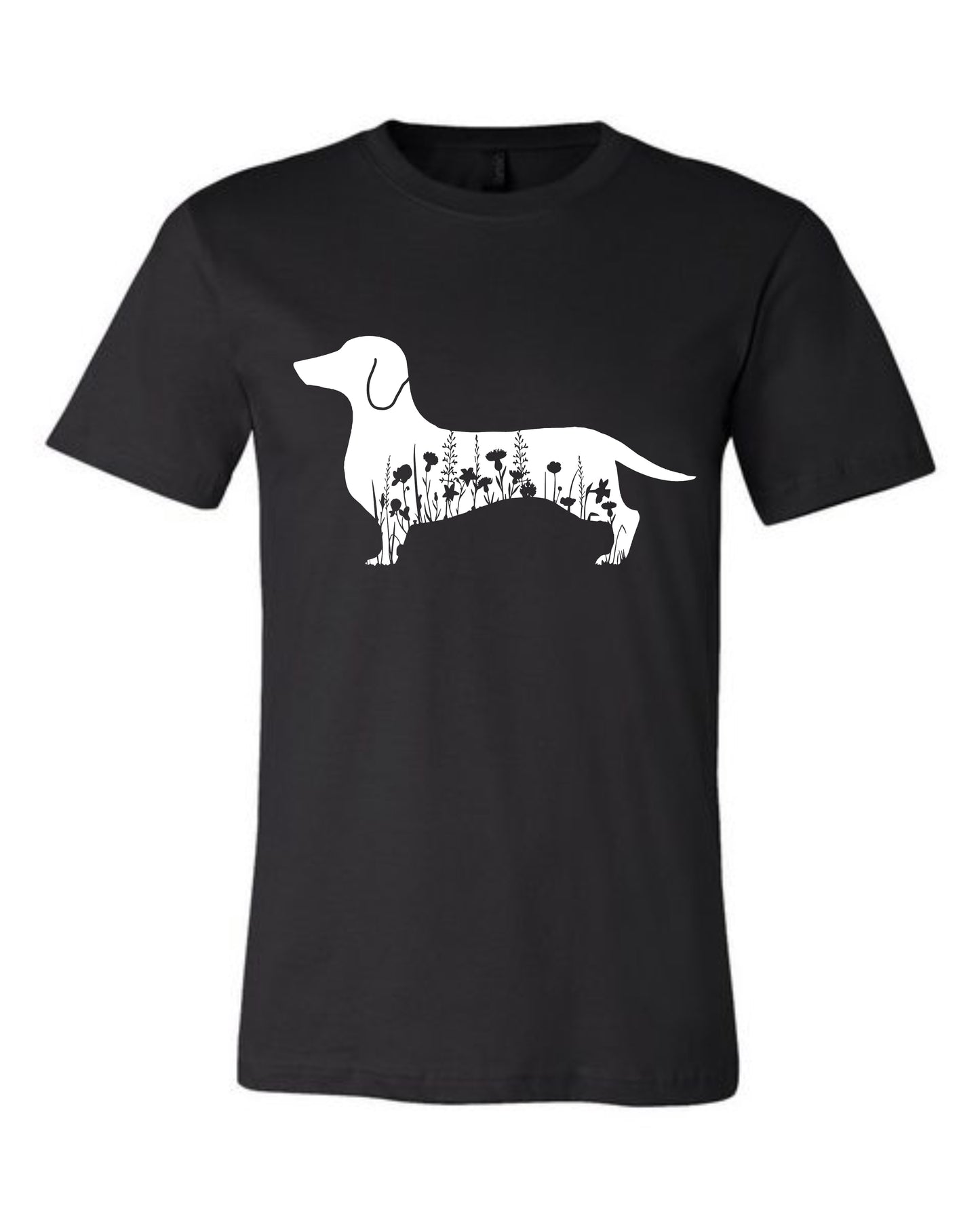 T-Shirt - Floral Dachshund - Smooth Coat