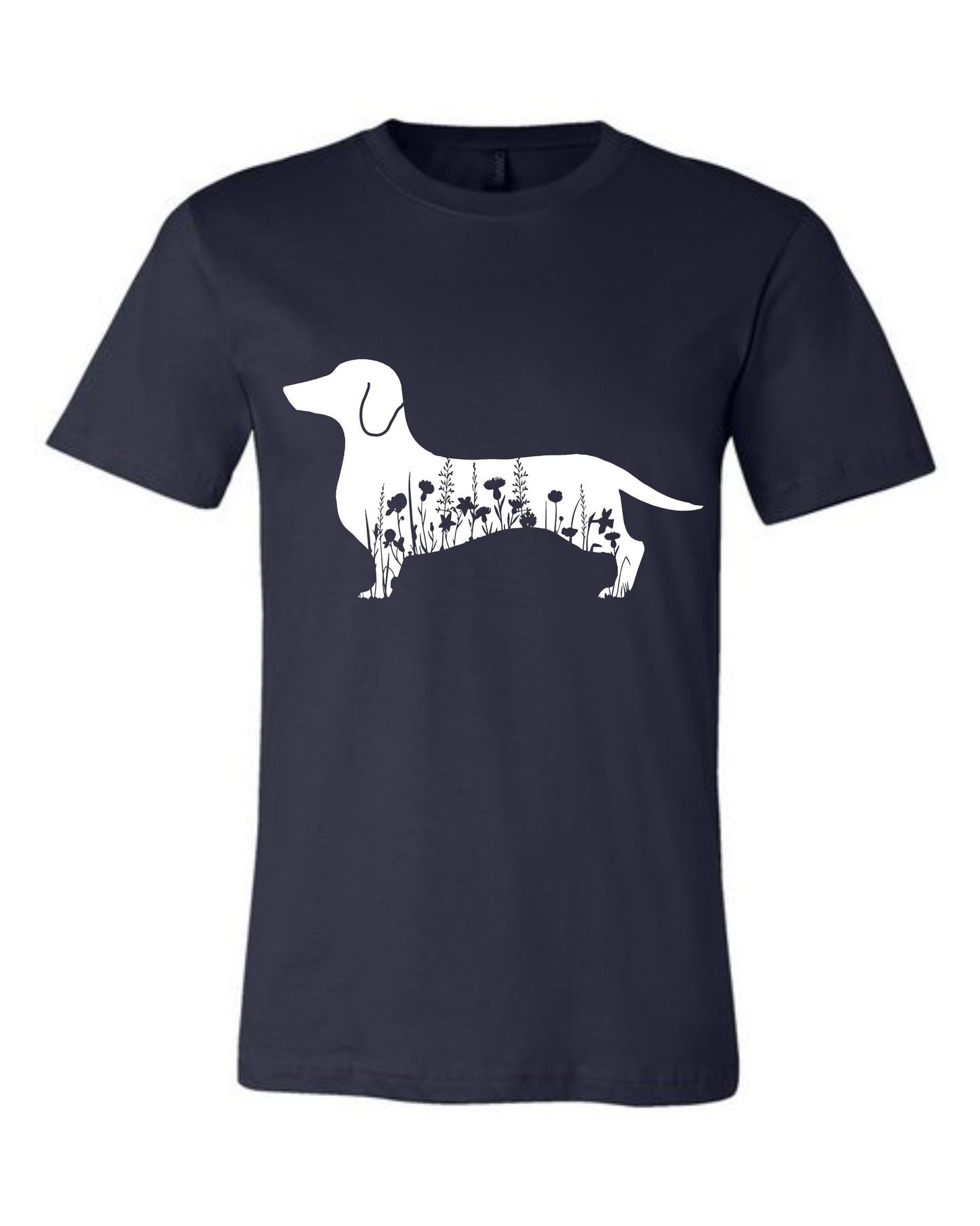 T-Shirt - Floral Dachshund - Smooth Coat