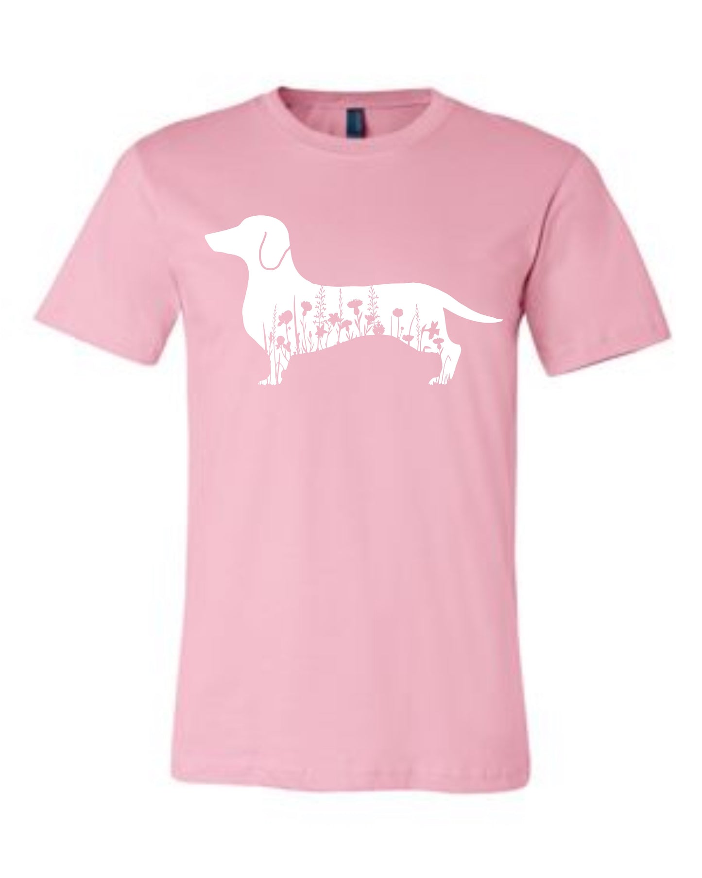 T-Shirt - Floral Dachshund - Smooth Coat