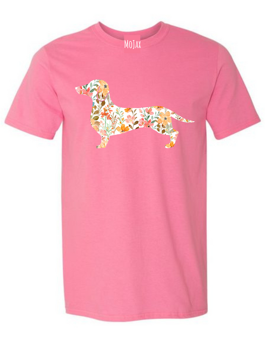 T-Shirt - Pink Floral Dachshund