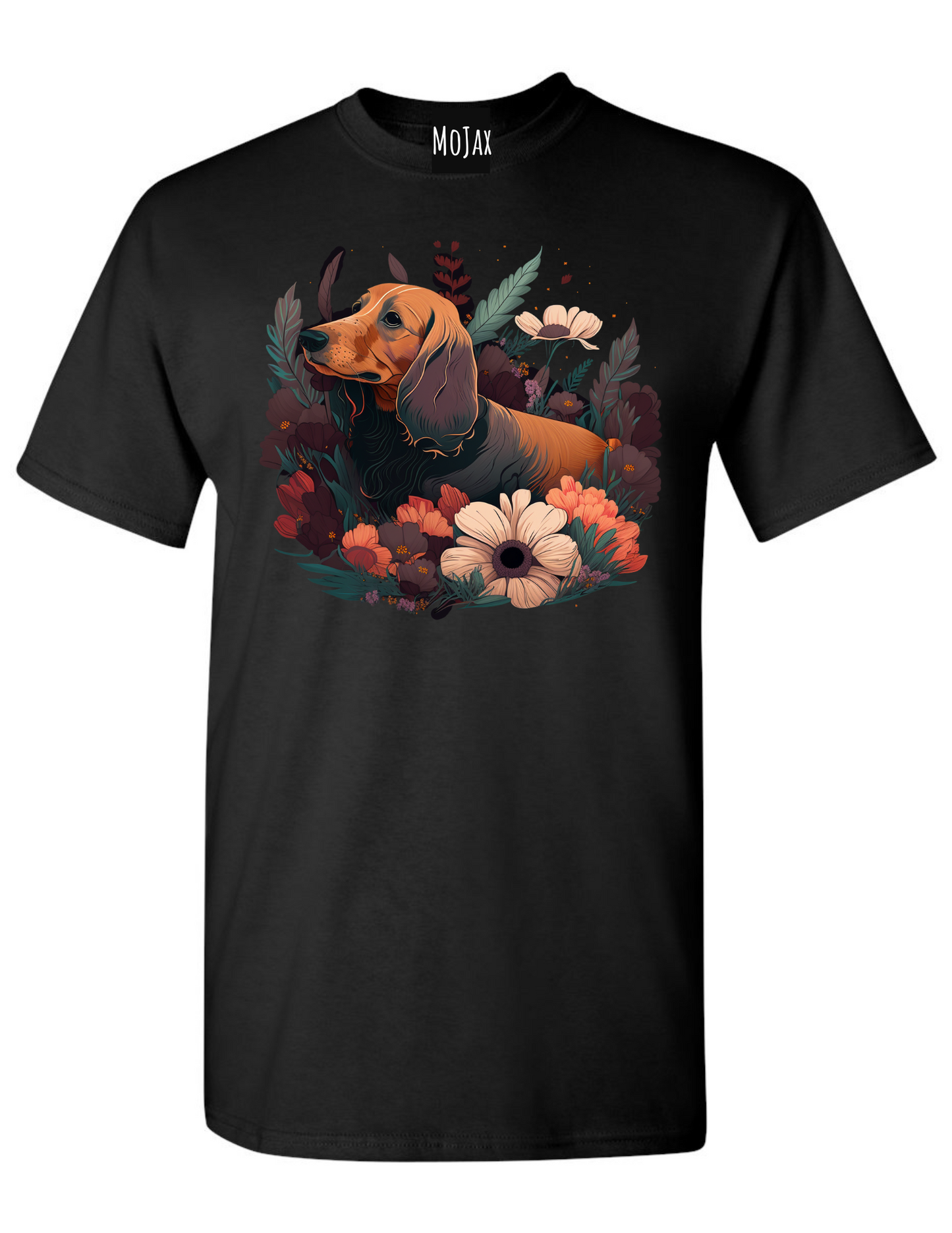 T-Shirt -  Warm Florals Red Dachshund