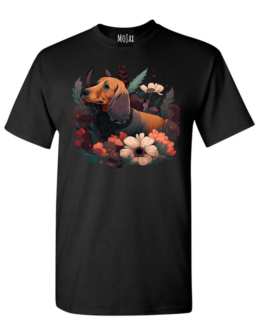 T-Shirt - Warm Florals Red Dachshund