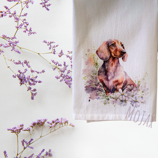 Tea Towel - Purple Spring Dachshund