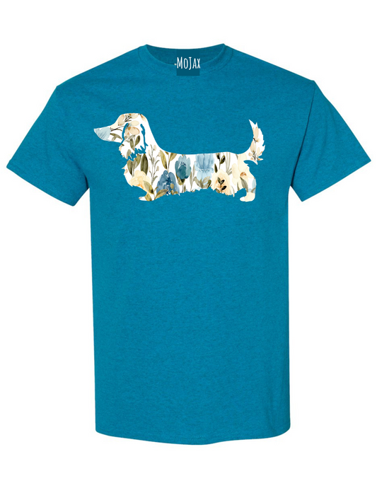 T-Shirt - Blue Floral Dachshund