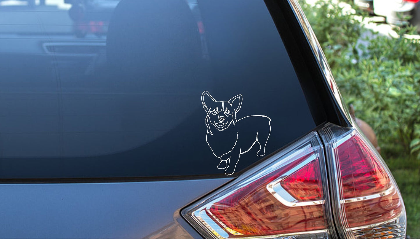 Decal - Line Art Corgi