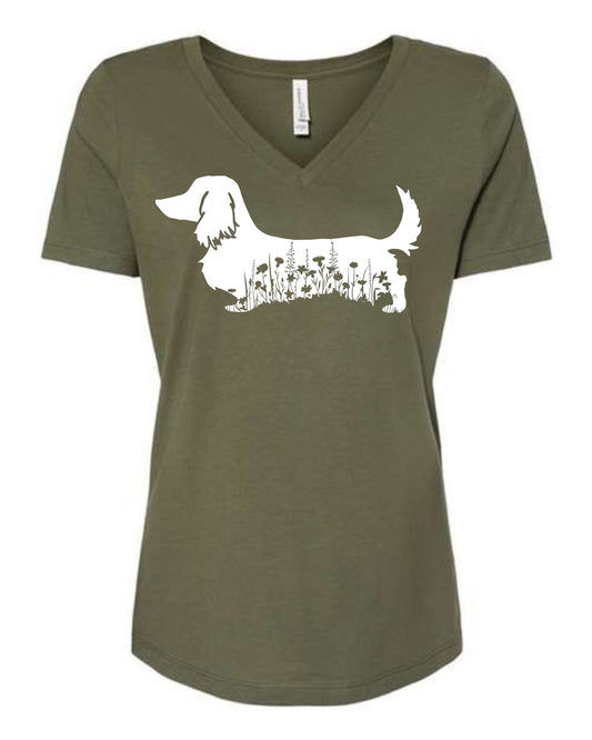 T Shirt - Floral Dachshund